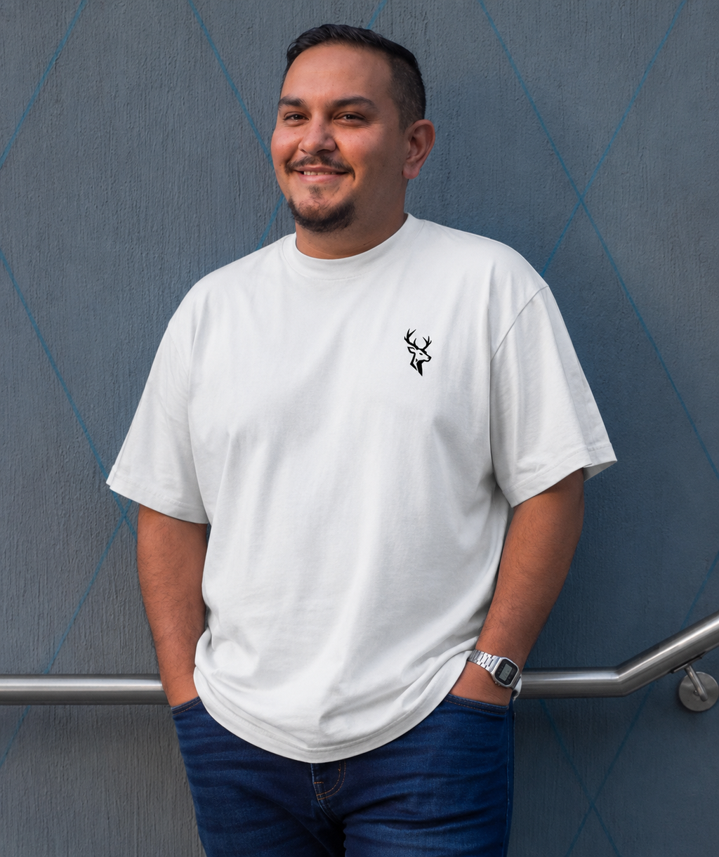 Roe embroidery Origin Tee – Premium White Regular Fit Cotton T-Shirt